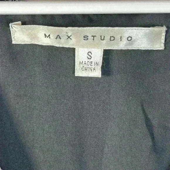 Max Studio Sheer Sleeveless V-Neck Black With White Polka Dots Dress Size Small - Picture 13 of 16